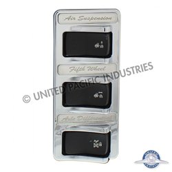 UP41768-Chrome 3-Rocker Switch Cover For Peterbilt 579 (2012-2019) & 567 (2014-2019)- 3 Switches