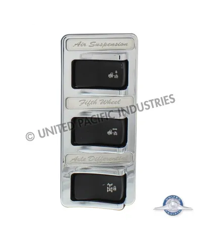 UP41768-Chrome 3-Rocker Switch Cover For Peterbilt 579 (2012-2019) & 567 (2014-2019)- 3 Switches