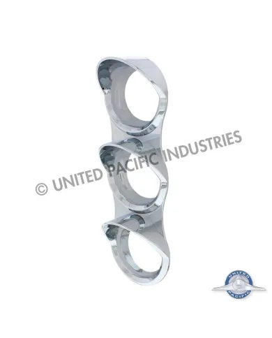 UP41853-Chrome Small 3-Gauge Cover With Visor For Mack