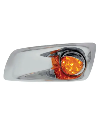 UP42710-Fog Light Cover With 17 Amber LED Watermelon Light & Visor For 2007-17 KW T660- Driver -Amber Lens
