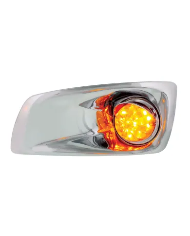 UP42716-Fog Light Cover With Amber LED Hi/Lo Watermelon Light & Visor For 2007-17 KW T660- Driver -Amber Lens