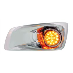 UP42718-Fog Light Cover With Amber LED Hi/Lo Clear Style Reflector Light & Visor For 2007-17 KW T660- Driver -Amber Le