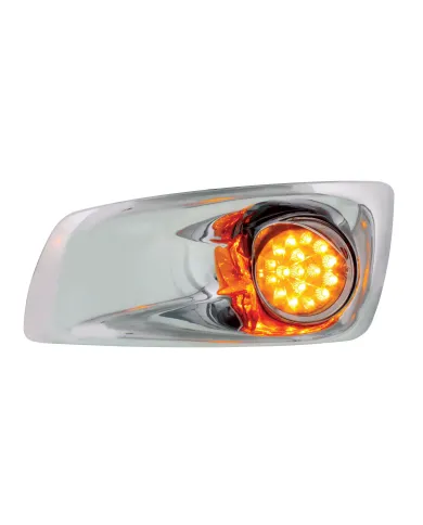 UP42718-Fog Light Cover With Amber LED Hi/Lo Clear Style Reflector Light & Visor For 2007-17 KW T660- Driver -Amber Le
