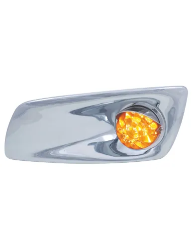 UP42726-Fog Light Cover With 19 LED Watermelon Light & Visor For 2007-17 KW T660 (Driver) - Amber LED/ Amber Lens