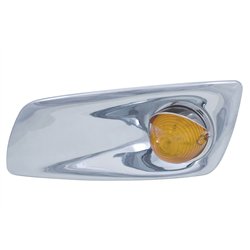 UP42728-Fog Light Cover With 19 LED Beehive Light & Visor For 2007-17 KW T660 (Driver) - Amber LED/ Amber Lens