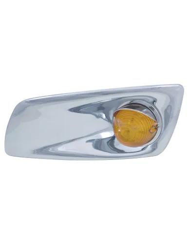 UP42728-Fog Light Cover With 19 LED Beehive Light & Visor For 2007-17 KW T660 (Driver) - Amber LED/ Amber Lens