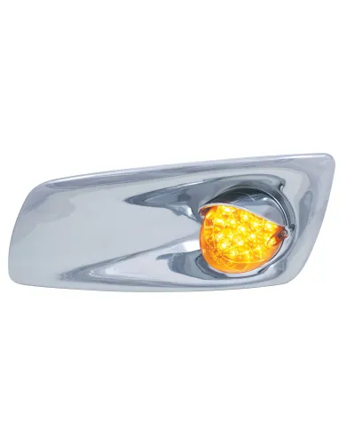 UP42730-Fog Light Cover With 19 LED Reflector Light & Visor For 2007-17 KW T660 (Driver) - Amber LED/ Amber Lens