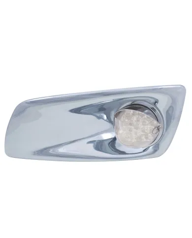 UP42731-Fog Light Cover With 19 LED Reflector Light & Visor For 2007-17 KW T660 (Driver) - Amber LED/ Clear Lens