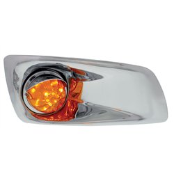 UP42742-Fog Light Cover With Amber LED Watermelon Light & Visor For 2007-17 KW T660- Passenger -Amber Lens