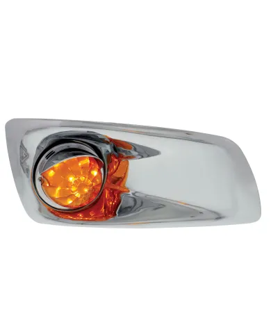 UP42742-Fog Light Cover With Amber LED Watermelon Light & Visor For 2007-17 KW T660- Passenger -Amber Lens