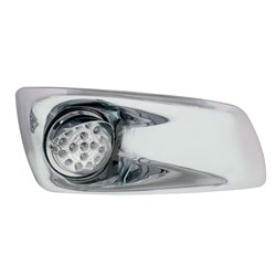 UP42745-Fog Light Cover With 17 Amber LED Clear Style Reflector Light & Visor For 2007-17 KW T660- Passenger -Clear Le