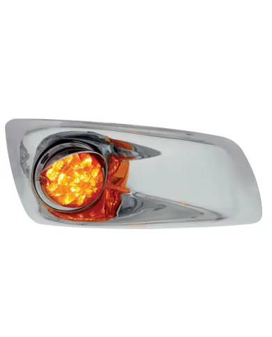 UP42746-Fog Light Cover With Amber LED Reflector Watermelon Light & Visors For 2007-17 KW T660- Passenger -Amber Lens