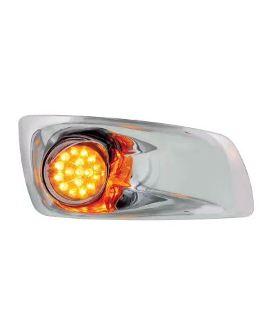 UP42750-Fog Light Cover With Amber LED Hi/Lo Clear Style Reflector Light & Visor For 2007-17 KW T660- Passenger-Amber
