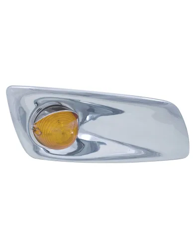 UP42760-Fog Light Cover With 19 LED Beehive Light & Visor For 2007-17 KW T660 (Passenger) - Amber LED/ Amber Lens