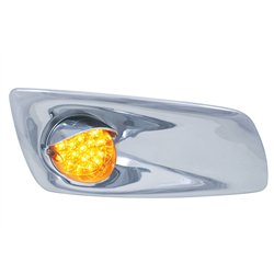 UP42762-Fog Light Cover With 19 LED Reflector Light & Visor For 2007-17 KW T660 (Passenger) - Amber LED/ Amber Lens