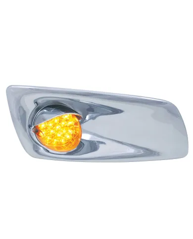 UP42762-Fog Light Cover With 19 LED Reflector Light & Visor For 2007-17 KW T660 (Passenger) - Amber LED/ Amber Lens