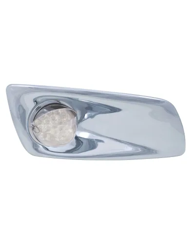 UP42763-Fog Light Cover With 19 LED Reflector Light & Visor For 2007-17 KW T660 (Passenger) - Amber LED/ Clear Lens
