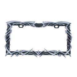 UP50033-Tribal Flame License Plate Frame - Chrome