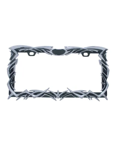 UP50033-Tribal Flame License Plate Frame - Chrome