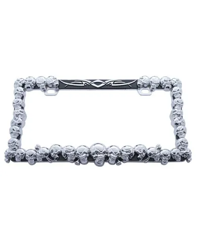 UP50037-Skull License Plate Frame - Chrome