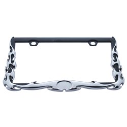 UP50038-Flame License Plate Frame - Chrome