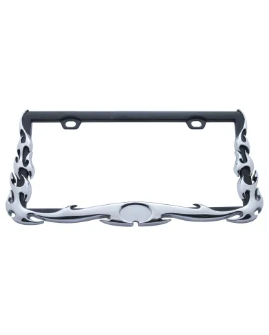 UP50038-Flame License Plate Frame - Chrome
