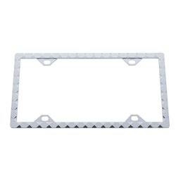 UP50049-Diamond Pattern License Plate Frame - Chrome