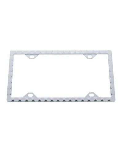 UP50049-Diamond Pattern License Plate Frame - Chrome