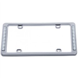 UP50121-14 LED Chrome License Plate Frame - White LED/Clear Lens