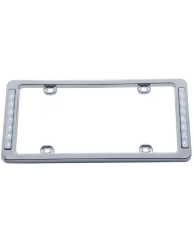 UP50121-14 LED Chrome License Plate Frame - White LED/Clear Lens