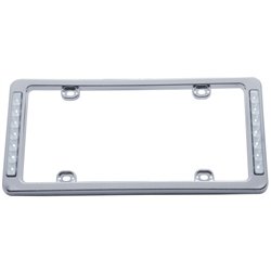 UP50122-14 LED Chrome License Plate Frame - Red LED/Clear Lens