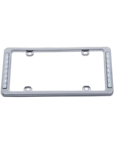 UP50122-14 LED Chrome License Plate Frame - Red LED/Clear Lens