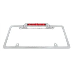 UP50148-Chrome License Plate Frame With Third Brake Light -Red LED & Lens