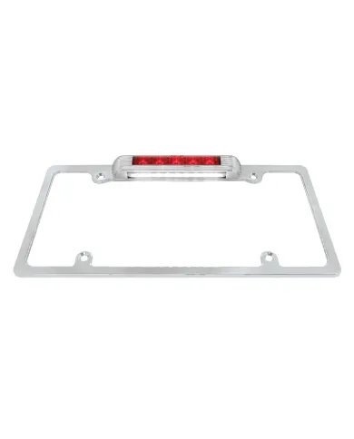UP50148-Chrome License Plate Frame With Third Brake Light -Red LED & Lens