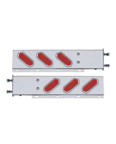 UP61302-3-3/4" Bolt Pattern Stainless Spring Loaded Light Bar With 6 Oval 12 LED Lights (Pair)