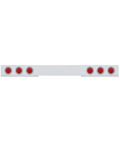 UP61413-Chrome 1 Piece Rear Light Bar With Six 10 LED 4" Lights & Visors - Red LED/Red Lens