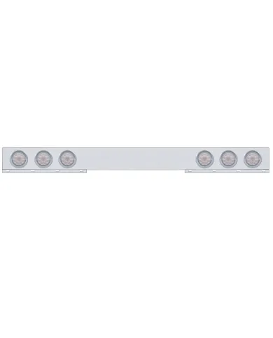 UP61414-Chrome 1 Piece Rear Light Bar With Six 10 LED 4" Lights & Visors - Red LED/Clear Lens