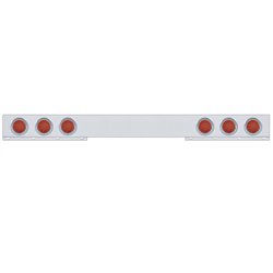 UP61419-Stainless 1 Piece Rear Light Bar With 6X 12 LED 4" Reflector Lights & Visors - Red LED/Red Lens
