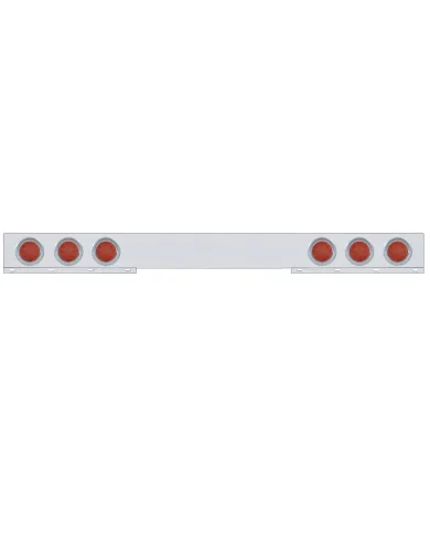 UP61419-Stainless 1 Piece Rear Light Bar With 6X 12 LED 4" Reflector Lights & Visors - Red LED/Red Lens