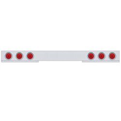 UP61421-Stainless 1 Piece Rear Light Bar With 6X 10 LED 4" Lights & Visors - Red LED/Red Lens