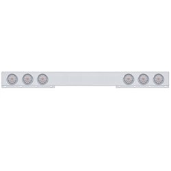 UP61422-Stainless 1 Piece Rear Light Bar With 6X 10 LED 4" Lights & Visors - Red LED/Clear Lens