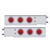 UP61545-3-3/4" Bolt Pattern Chrome Spring Loaded Bar W/6X 4" 10 Red LED Lights & Visors -Red Lens (Pair)