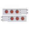 UP61551-3-3/4" Bolt Pattern Deluxe SS Spring Loaded Bar W/6X 12 LED 4" Light & Visors -Red LED & Lens (Pair)