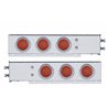 UP61643-2.5" Bolt Pattern Chrome Spring Loaded Bar W/6X 12 LED 4" Refl. Lights & Visors-Red LED & Lens (Pair)
