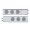 UP61644-2.5" Bolt Pattern Chrome Spring Loaded Bar W/6X 12 LED 4" Refl. Lights & Visors-Red LED/Clear Lens (Pair)
