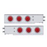 UP61645-2.5" Bolt Pattern Chrome Spring Loaded Bar W/6X 4" 10 LED Lights & Visors -Red LED & Lens (Pair)