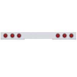 UP61647-Chrome 1 Piece Rear Light Bar With Six 36 LED 4" Lights & Visors - Red LED/Red Lens