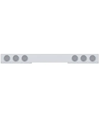 UP61648-Chrome 1 Piece Rear Light Bar With Six 36 LED 4" Lights & Visors - Red LED/Clear Lens
