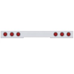 UP61649-Stainless 1 Piece Rear Light Bar With 6X 36 LED 4" Lights & Visors - Red LED/Red Lens