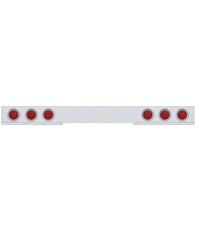 UP61649-Stainless 1 Piece Rear Light Bar With 6X 36 LED 4" Lights & Visors - Red LED/Red Lens